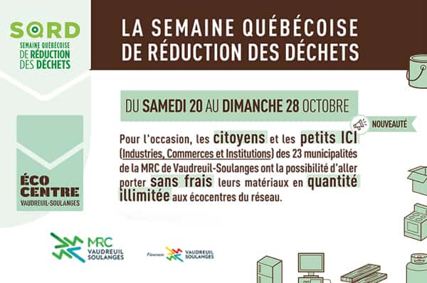 La MRC de Vaudreuil-Soulanges participe en grand à la Semaine québécoise de réduction des déchets