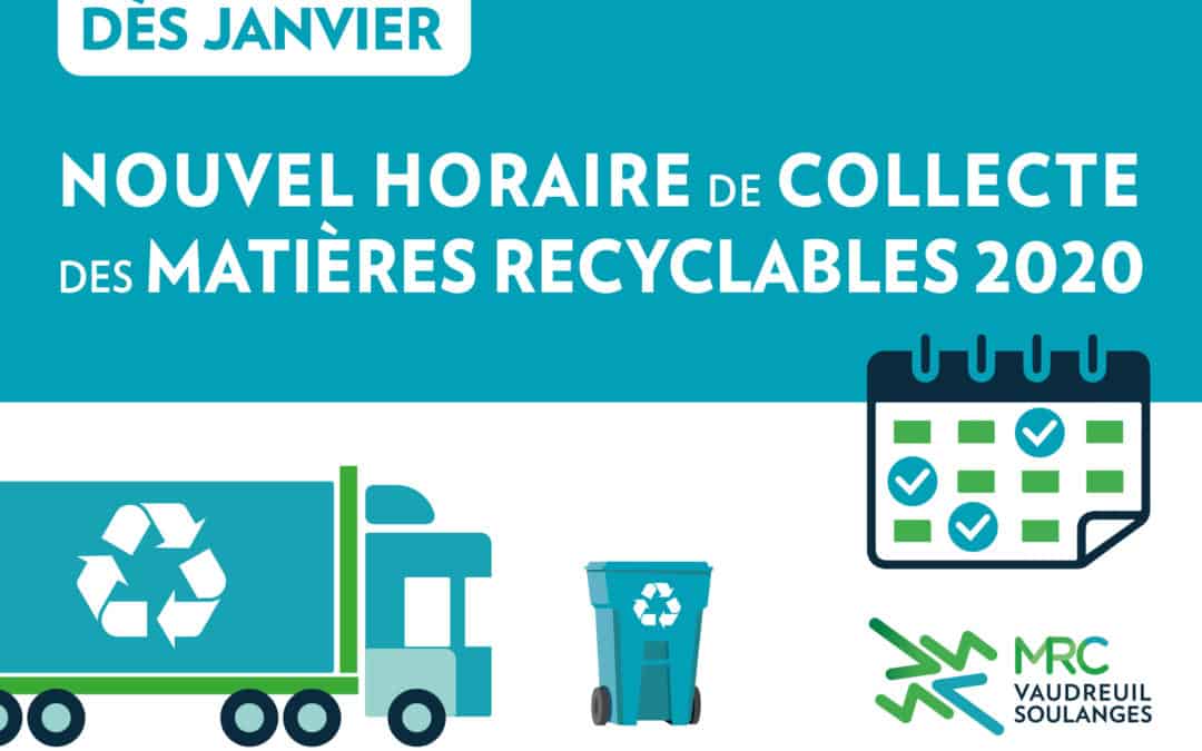 Changement du jour de la collecte des matières recyclables pour 17 municipalités de Vaudreuil-Soulanges