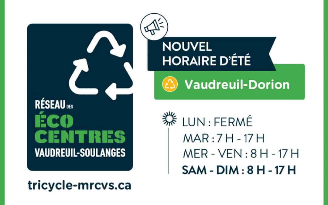 Nouvel horaire d’été pour l’écocentre situé à Vaudreuil-Dorion