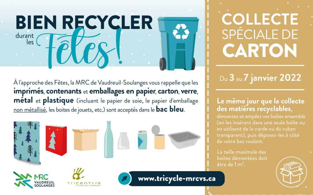 Collecte spéciale de boîtes de carton du 3 au 7 janvier 2022