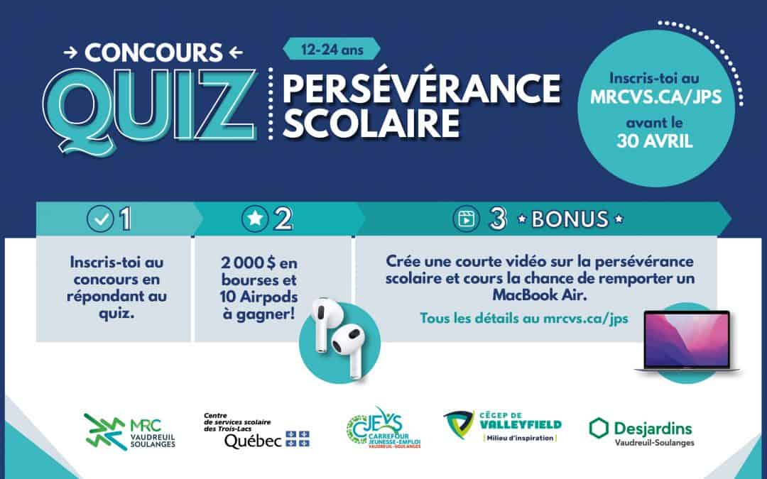 Un quiz et des bourses pour encourager la persévérance scolaire chez les jeunes de la région