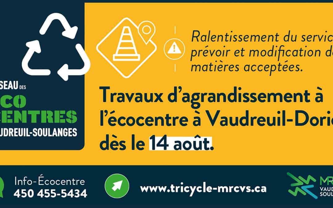 Travaux d’agrandissement à l’écocentre situé à Vaudreuil-Dorion