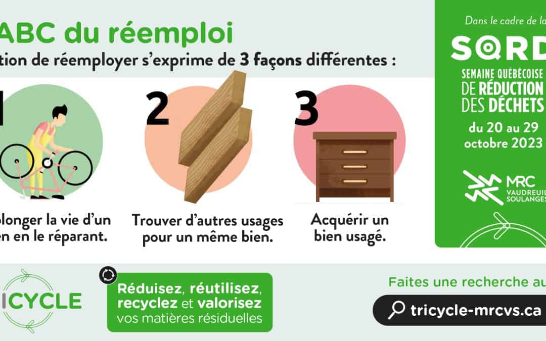 Semaine québécoise de réduction des déchets 2023 – Donnez une seconde vie à vos objets dont vous ne voulez plus avec le réemploi
